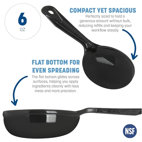 Image of Carlisle FoodService Products 493003 Solid Short Handle Portion Control Spoon, 6 oz, Black