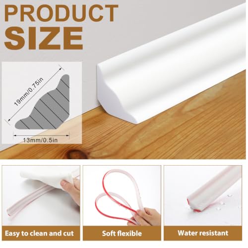 Miniatura 2 de Poraceous Moldura Autoadhesiva Flexible Tira De Ajuste, 5m Molduras De Techo Triangulares De Tpe, 13 X 19 Mm Pelar Y Pegar Molduras Y Molduras, Para Decoración De Pisos, Junta, Bordes De Pared