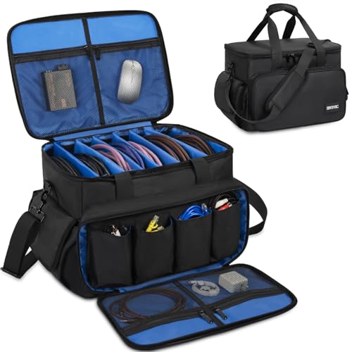 IBVIVIC Bolsa Para Cabos De Banda Gig Com Divisórias Ajustáveis Dj, Cabos, Fios, Equipamentos Instrumentos Som E Acessórios, 16L X 11L, 12A, Azul