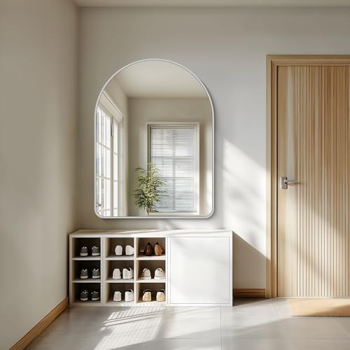 Image of FORBATH Large Arched Wall Mirror 48x36 Inch, Silver Arch Bathroom Mirror with Aluminum Frame, Arched Mirror for Dresser, Fireplace,Entryway,Home Decor,Hanging or Leaning Against Wall