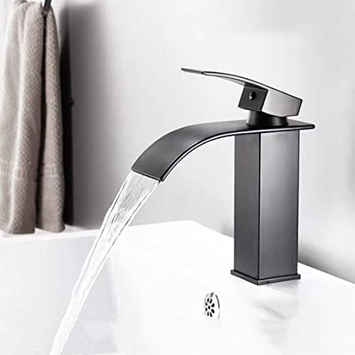 Robinet cascade monotrou anti-éclaboussures pour mitigeur de lavabo argenté durable