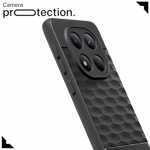 Image of Pikkme Back Cover for Redmi Note 15 Pro 5G Camera Protection 3D Hexa Cube Design Silicone Protective Bumper Case (Black)