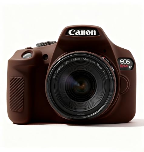 Frevyve Case for Canon EOS Rebel T7 Rebel T6 Camera Soft Silicone Rubber Protective Camera Case Cover Accessories Lightweight Anti-Scratch with Button Marking for EOS Rebel T7 T6 (Brown)