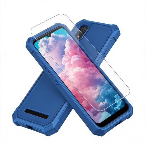 Lozeguyc for Cloud Mobile Stratus C8 Case with Screen Protector Full Body Protection Front PC Back Soft Silicone Bumper Heavy Duty Protection Shockproof Phone Case for Cloud Mobile Stratus C8 Blue