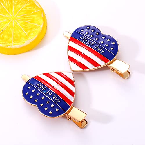 Jym Jewelry 4Th Of July Patriotic Hair Clips Set American Flag Heart Star Map Hair Clips 4Th Of July Hairpins Independence Day Party Blue White Red #TOP1