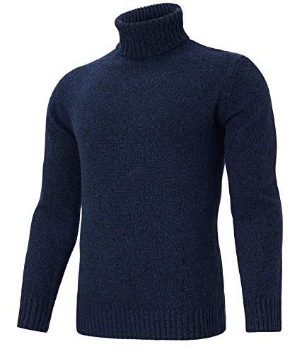 Fanient Maglioni da Uomo a Collo Alto in Maglia fine a Collo Alto Manica Lunga Pullover in Maglia retrò