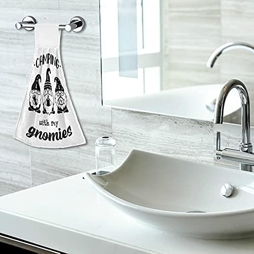 Miniatura 3 de Lhammer Gnomos de campamento, toallas de cocina de verano, toallas de mano colgantes para decoración de baño, paquete de 2 toallas de playa con lazo
