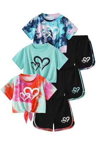 Fdqin Girl's Clothing Sets Summer Crop Tees and Dolphin Shorts