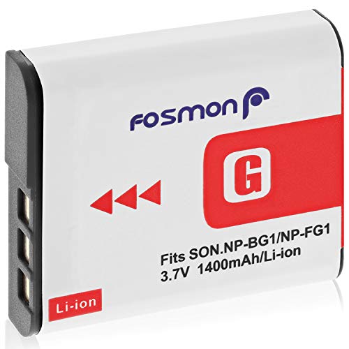 FOSMON Batería Recargable de Repuesto de Alta Capacidad Li-on Tipo G | Compatible: Sony NP-FG1 / NP-BG1 | 3,7V 1400mAh | cámaras Sony Cyber-Shot Serie W DSC-W120, W150, DSC-T100, DSC-T20, DSC-N1, H50