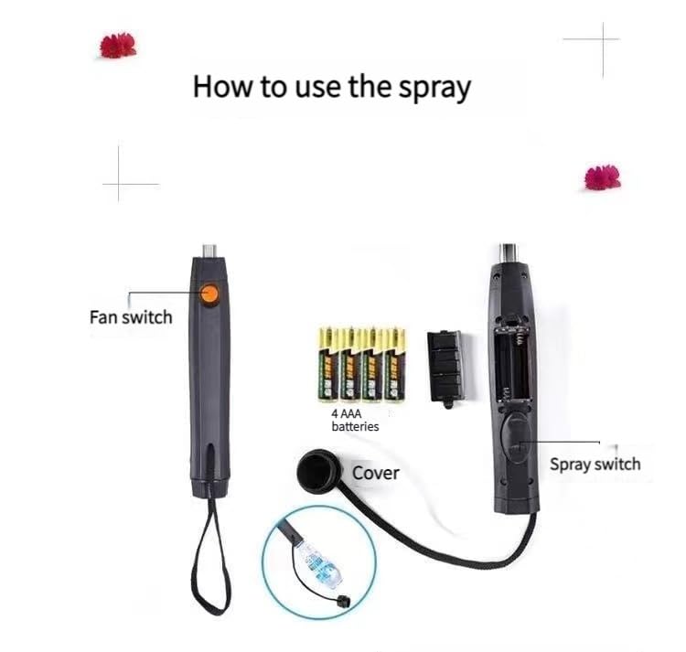 Wviskal Umbrella with Fan and Mist Spray,Battery Sun Shade Misting Fan Golf UV-Protection Long Handle Waterproof Cooling Umbrella (Black)