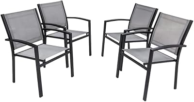 LEVELEVE 4 Piece Patio Dining Set,Outdoor Furniture 4 Textilene Chairs Outside Porch Deck Balcony Backyard Set(4 Chairs)