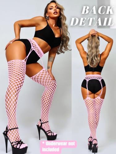 Image of EHSUYAB Women Sexy Fishnet Tights, Cutout Suspender Pantyhose Stockings Lingerie, Music Festival Rock Rave Outfits Party Club