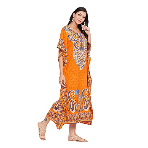 Image of Oussum Women Polyester Casual Long Plus Size Beach Caftan Cover Up Maxi Dress 1X-3X Summer Kaftan Dresses for Women