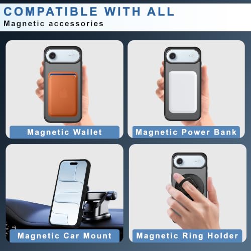 Image of CEDO Magnetic Cover for iPhone 17 Air | Compatible with MagSafe Wireless Charging | Matte Black Case Designed with Magnetic Lock Shockproof Edge Protection Backcover (Translucent Black)