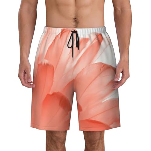 Men's Beach Shorts Pink Flower Mens Swim Trunks Board Shorts with Pockets Swimwear Bathing Suits
