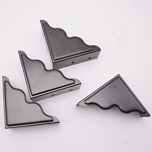 Image of Metal Corner Protector - Set of 4 Black Box Corner Protectors for Edge Safety Guarding Cabinet, Furniture, Desk, and Case. Thickened Hardware for Enhanced Protection