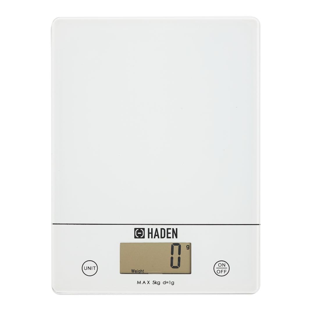 Haden 5kg Digital Kitchen Scales Tempered Glass White