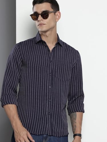 Image of The Indian Garage Co Men's Slim Fit Casual Striped Shirt