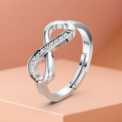 Image of Miss Highness 925 Pure Silver Infinity Promise Ring for Women | Adjustable Design | Premium Silver Jewellery With Authenticity Certificate | Gift for Girlfriend Wife | Everyday Wear Ring