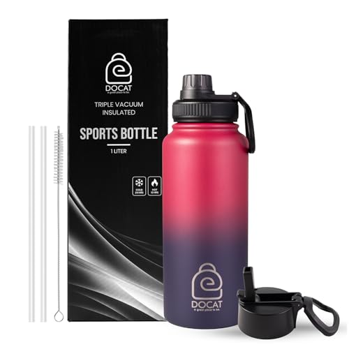 Image of DOCAT Water Bottle 1 Litre, Stainless Steel Sipper Water Bottle, Leak Proof Lid, Rust Proof, 24 Hours Hot and Cold Thermosteel Vacuum Insulated Water Bottle