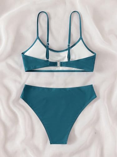 Image of SHENHE Girl's 2 Piece O Ring Bikini High Waisted Spaghetti Strap Cute Swimsuit Bathing Suit