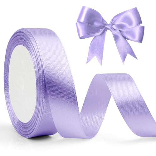 Ruban De Satin Violet Clair Ruban Violettes 20mm, 23 Mètres Ruban Tissu Pour Emballage Cadeau, Couture, Artisanat, Bouquet De Mariée, Deco Voiture Mariage, Decoration Mariage, Halloween, Noël