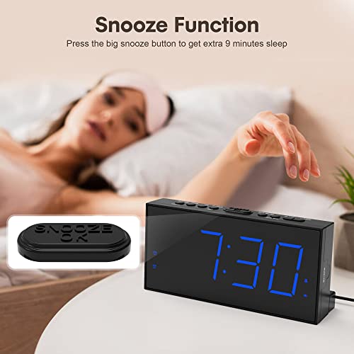 Onlyee Loud Alarm Clock For Heavy Sleepers, Vibrating Alarm Clock With Bed Shaker For Deaf And Hard Of Hearing,7.5'' Large Display, Dual Alarm Clock With Usb Charger, Dimmer, Snooze & Battery Backup #TOP5