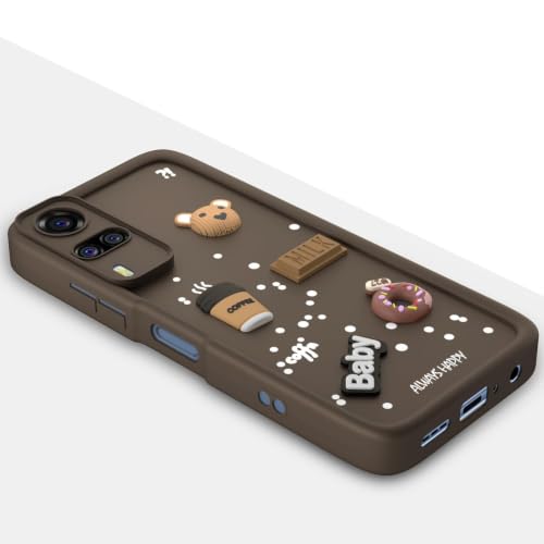 Image of Bintage Cute Fun Ball | Taddy Cartoon 3D Smiley Coffee Cup | Milk Donut | Full Camera Protection Back Cover Compatible for Vivo V2030 / Vivo Y51 2020 - Brown