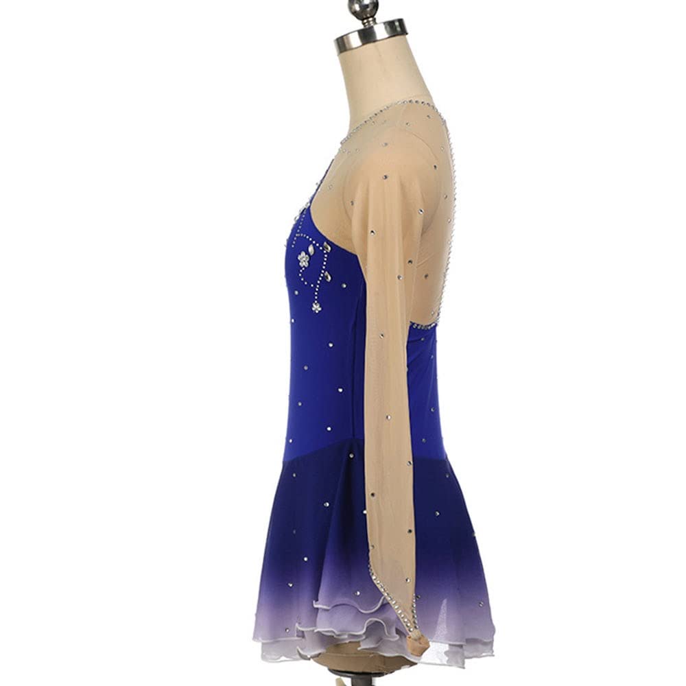Wygwlg Abito Da Pattinaggio Artistico Fatto A Mano Per Donna, Body Da Ginnastica A Maniche Lunghe Costume Da Pattinaggio Artistico Da Competizione
