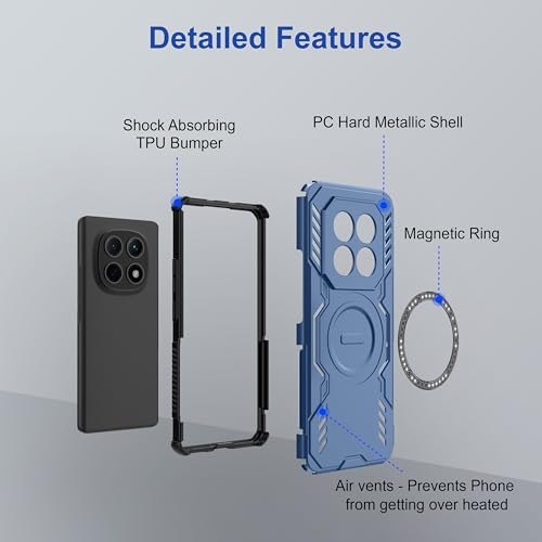 Image of Zapcase Back Case Cover for Redmi Note 15 5G | Magnetic Case with Built-in Metal Ring | Supports MagSafe Charger, Wallet & Car Mount | Shockproof Hybrid PC + TPU | Blue