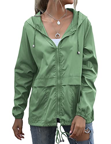 Jminger AM0015_G_M Women'S Cycling Rain Jackets Waterproof Windbreaker Running Jackets Rain Gear Packable Lightweight Hooded Green thumb #1