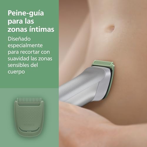 Philips Recortadora todo en uno de 11 en 1 Serie 5000 - Afeitadora y cortapelos hombre para rostro, cabeza y cuerpo, cuchillas de acero autoafilables, 17 longitudes, recargable, MG5951/15 - imagen 6