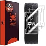 Skinomi Fitbit Charge 3 Screen Protector [6-Pack, Design 2], TechSkin Screen Protector Fitbit Charge 3 Clear [HD] Anti-Bubble Film - [Charger Friendly]