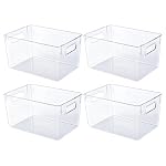 JollyPack Clear Plastic Storage Bins, 4 Pack