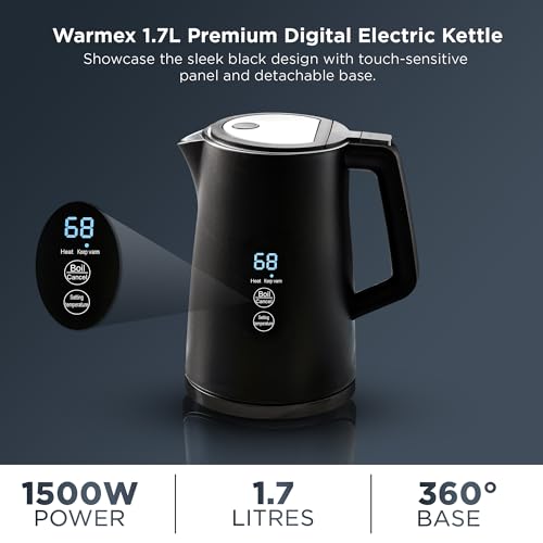 Image of Warmex 1.7 Ltr Premium Double Wall Electric Digital Kettle for Hot Water 1500 Watts | Touch Sensitive Panel | Cool Touch Feature | Auto Shut-off with 1 Year Warranty