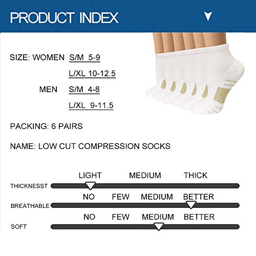 Image of Sooverki Copper Compression Socks Women and Men 6 Pairs - Circulation Arch Support Plantar Fasciitis Running Ankle Socks
