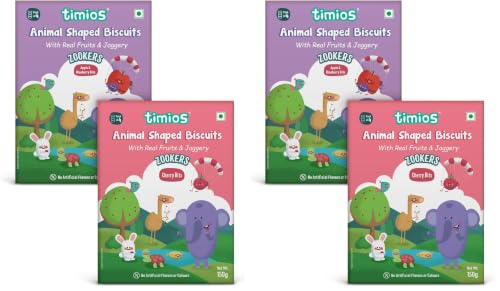 Image of Timios Zookers Mix Flavours | Kids Snacks | Baby Snacks for 12+ Months | Nutritious & 100% Natural Animal Shaped Biscuit | Pack of 4