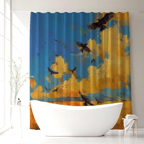 Rideau de douche imperméable en polyester lavable avec 12 crochets - 3