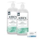 Kirk's 3-in-1 Head to Toe Nourishing Liquid Cleanser & Travel Size Bar Soap - for Men, Women & Children - Premium Coconut Oil & Aloe Vera- Non GMO & Vegan -Mint & Eucalyptus - 32 Fl Oz. 2 pack