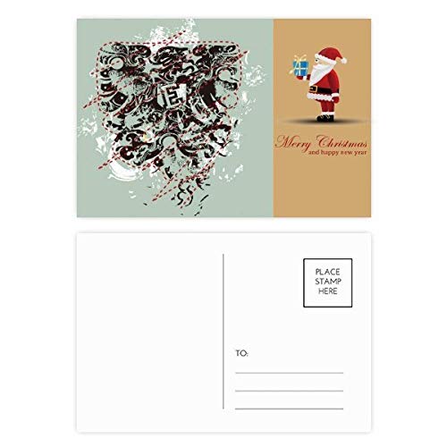 Cartes postales motif abstrait graffiti Père Noël (Lot de 20) pour vœux de fin d'année
