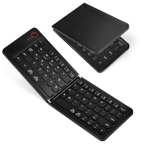 Aolso Faltbare Tastatur Klappbar, Wiederaufladbare kabellose Mini-Tastatur für iOS, Android, Windows, QWERTZ, tragbare Mini Funktastatur im Taschenformat für iPad, Smartphone, PC und Laptop-Schwarz Aolso Faltbare Tastatur Klappbar, Wiederaufladbare kabellose Mini-Tastatur für iOS, Android, Windows, QWERTZ, tragbare Mini Funktastatur im Taschenformat für iPad, Smartphone, PC und Laptop-Schwarz