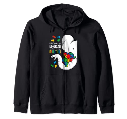 Different Elephant Mom Autism Child Awareness Peace Kids Sweat à Capuche