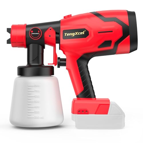 Paint Sprayer for Milwaukee 18V Battery - 600W HVLP Spray Gun with Brushless Motor, 1000ml Large Capacity Bottle & 4 Copper Nozzle for Fences, Ceilings, Furniture, DIY & House Painting (No Battery)