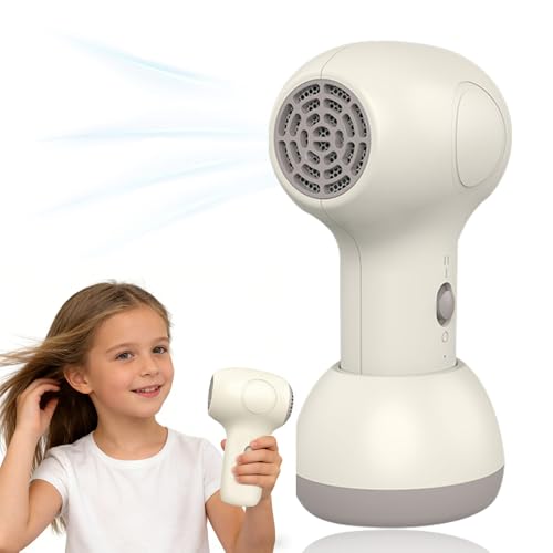 Image of RNPKZ Kids Hair Dryer, Cordless Baby Hair Dryer, Hair Dryer Travel with Charging Dock, Hairdryers for Kids, Low Noise, Rechargeable, Portable Mini Baby Blow Dryer for Home, Camping, Travel (Off White)