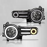 AJP Distributors LED DRL Halo Projector Headlights Headlamps Assembly Driver + Passenger Pair Set Compatible/Replacement For FJ Cruiser 2007 2008 2009 2010 2011 2012 2013 2014 07 08 09 10 11 12 13 14