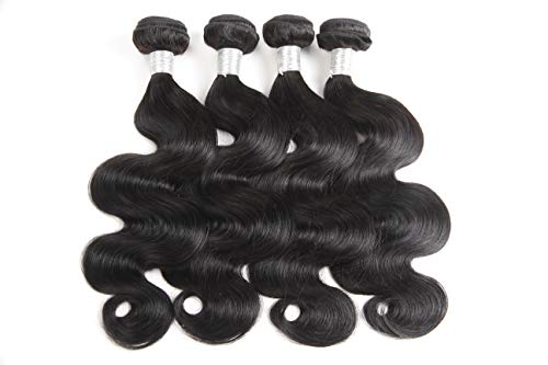 Finest Remy Big Sales 7A Brazilian Virgin Body Wave Human Hair 4 Bundles 100% Unprocessed Double Weft Extensions (20/20/20/20 Inch, Natural Black)