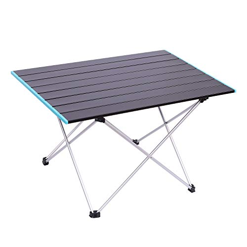 Mesa de camping plegable de aleación de aluminio, mesa baja, jardín, interior, exterior, portátil, con bolsa de transporte, mesa de comer, ligera, para picnic, barbacoa, senderismo, viaje o playa