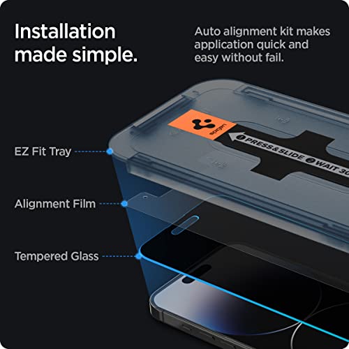 Image of Spigen Tempered Glass Screen Protector [GlasTR EZ FIT - Privacy] Designed for iPhone 14 Pro [Case Friendly] - 2 Pack