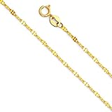 14k REAL Yellow Gold Solid 1.5mm Twisted Mirror Chain Necklace with Spring Ring Clasp - 20'