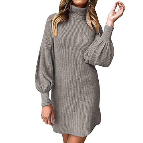 Robe tricotée femme style pull col roulé pour vos sorties citadines